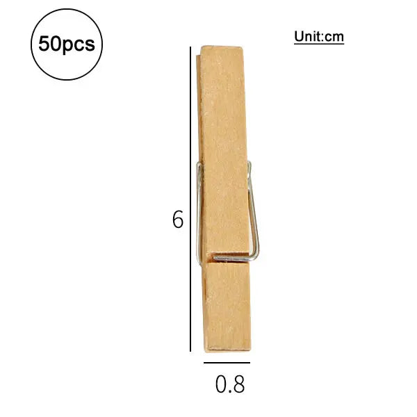 Mini Clothespins, Mini Clothes Pins for Photo Natural Wooden Small Picture Clips for Crafts 50pcs Decorative Wood Clips for Wall Hanging Pictures