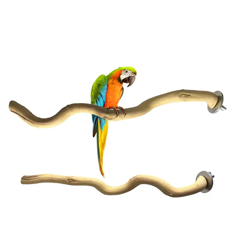 Natural Wood Bird Perch Parrot Stand Branches Fork Toys,Pet Bird Cage Wooden Hanging Perch Platform Hammock Swing Toy for Small
