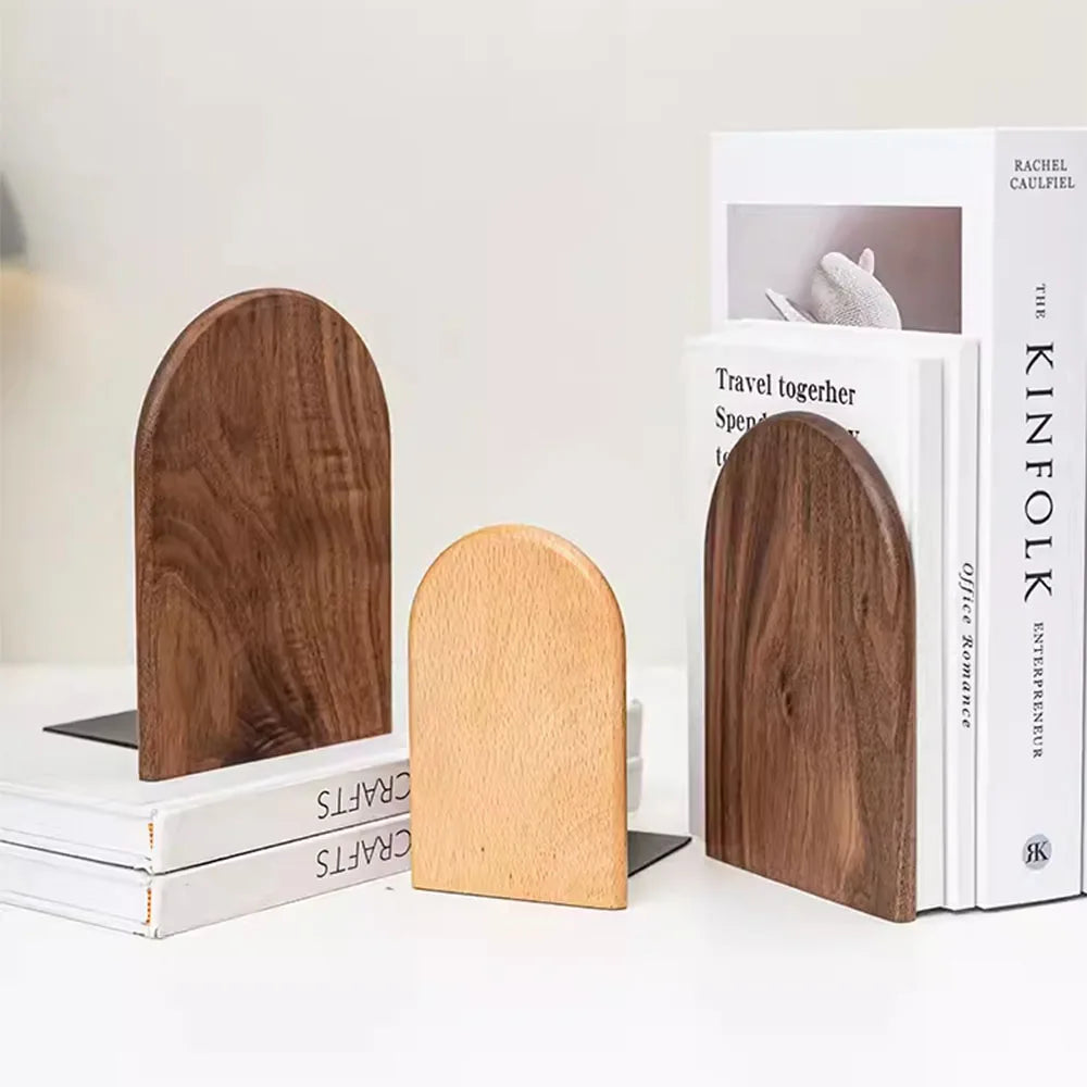 Natural Bamboo Bookend Large Capacity Office Book Ends Anti Slip Book Stand Holder Bookshelf Ends for Home Office Library School Study Decoration