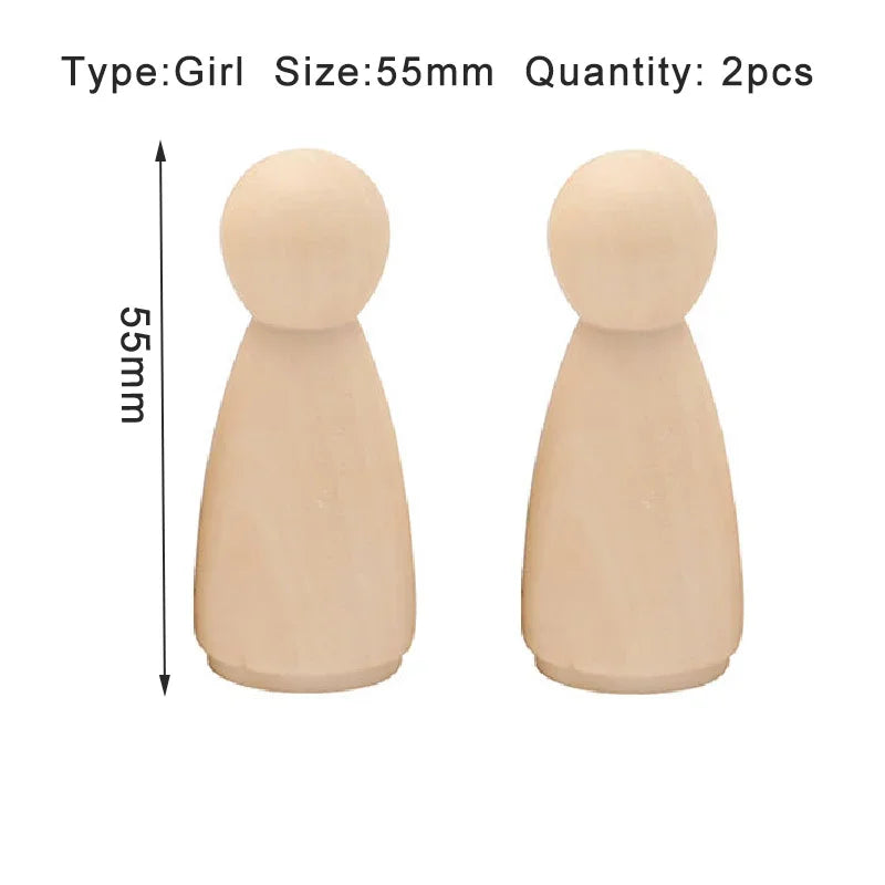 10pcs Wooden Peg Dolls, Unfinished Wooden Male People Shape Nature Plain Wood Body Dolls for Art Craft Projects DIY, Men Pattern