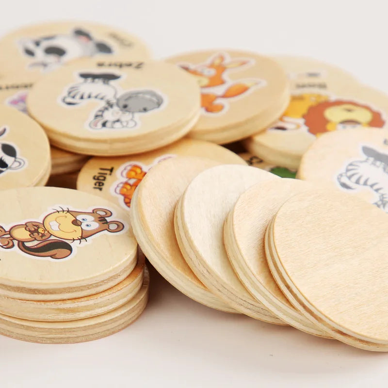 Wooden Memory Matching Game,Matching Animal Wood Chips Educational Matching Game for Toddlers Preschool 4 5 6 Years Old