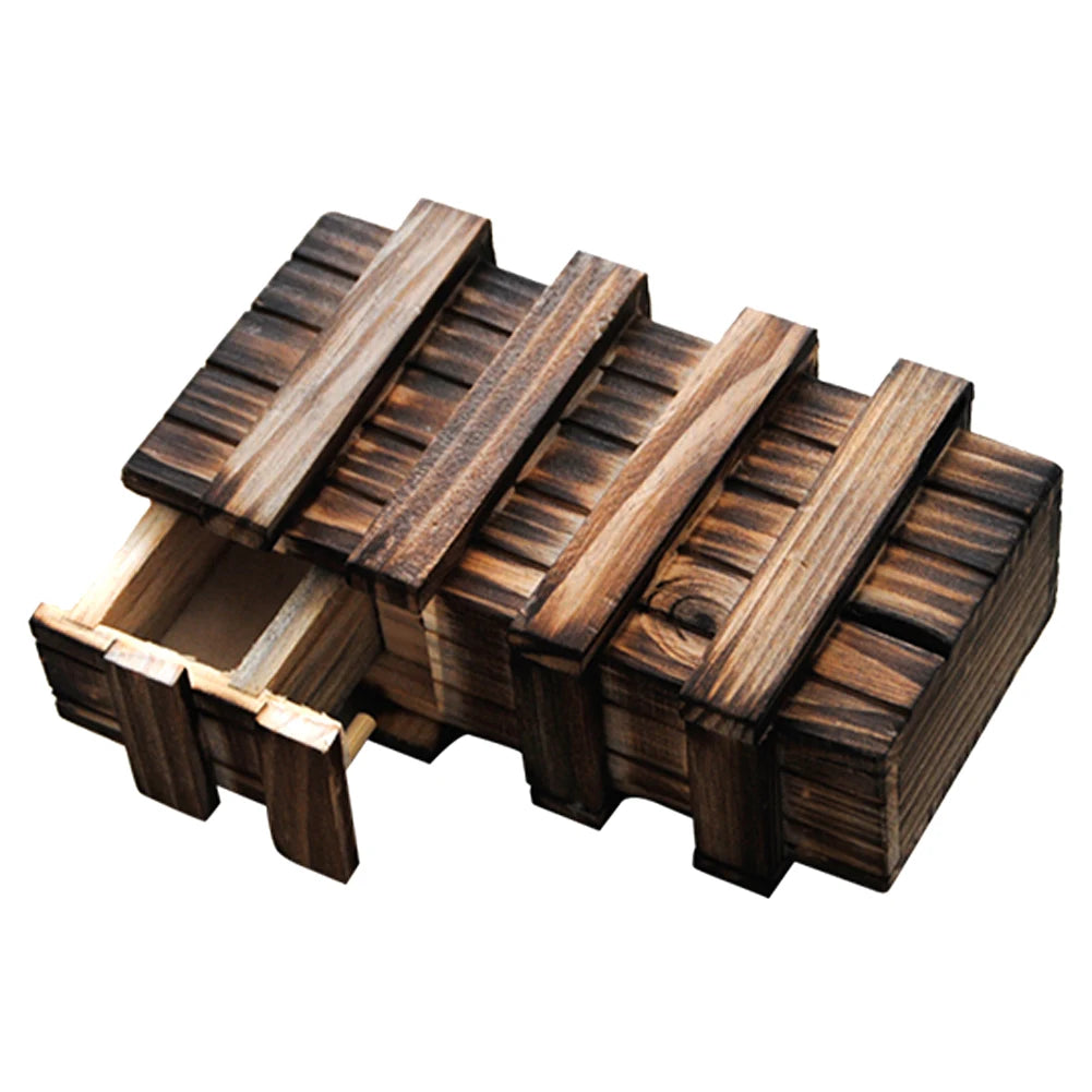 Handmade Classic 3D Brain Teaser Wooden Puzzle Magic Gift Box Game Box with Extra Secure Secret Drawer IQ Toys
