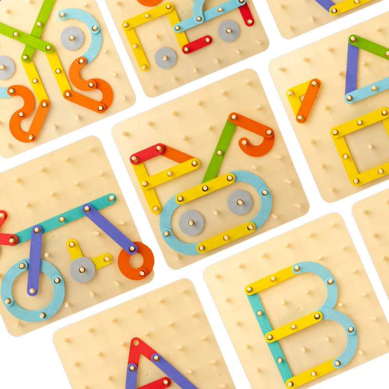 Munyee Hua Wooden Geometric Shapes Puzzle Board, Montessori Educational Toys for Early Childhood，3 Year Old+