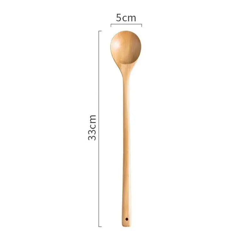1PC 13 Inch Long Handle Wooden Cooking Spoons, Long Stirring Spoons Mixing Spoon Soup Mixing Kitchen Tools Wooden Utensils