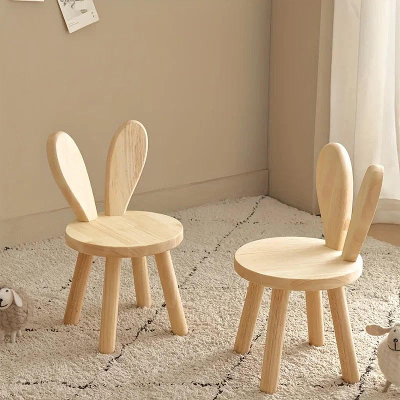Wooden Step Stool Children Toddler Chair Kids Desk Chair with Non-Slip Foot Mat Wood Wax Oil Craft Sensory Table for Kids Playroom Classroom Boys Girls Age 2+