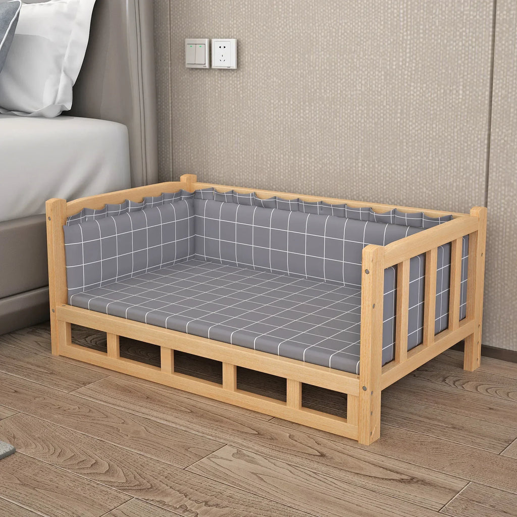 Solid Wood Material Dog Kennel Dog Bed Smooth Polished Teddy Dog Kennel Golden Retriever Detachable Pet Bed Solid Wood Cat Kenne