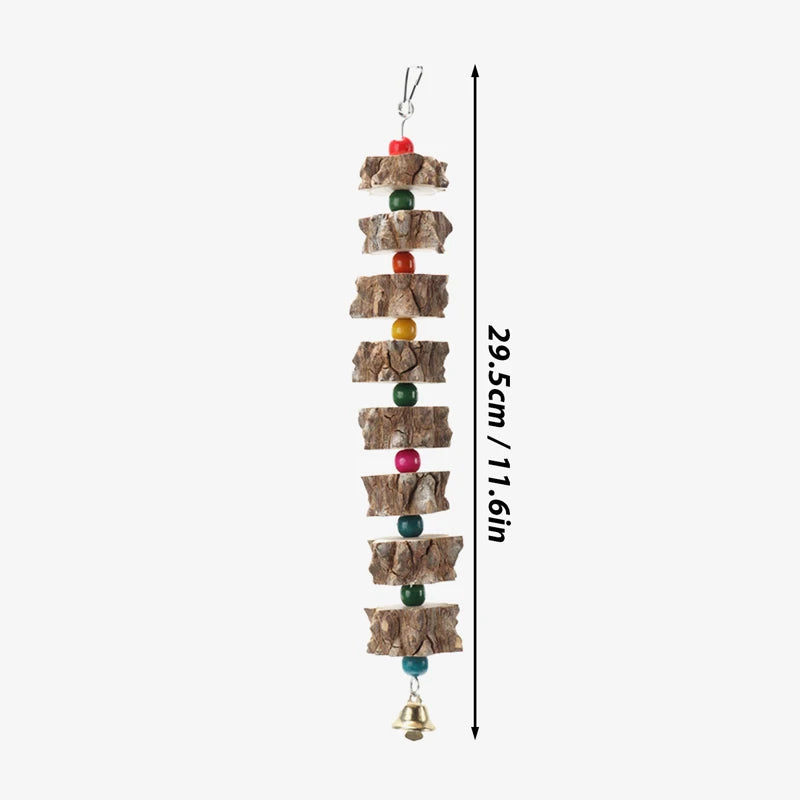 Parakeet Wooden Chew Toy, Hanging Wood Cookies for Pecking and Chewing, Great for Parrots, Macaws, African Grays & Conures
