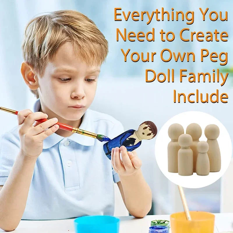 10pcs Wooden Peg Dolls, Unfinished Wooden Male People Shape Nature Plain Wood Body Dolls for Art Craft Projects DIY, Men Pattern