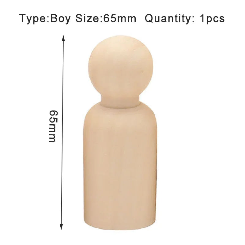 10pcs Wooden Peg Dolls, Unfinished Wooden Male People Shape Nature Plain Wood Body Dolls for Art Craft Projects DIY, Men Pattern