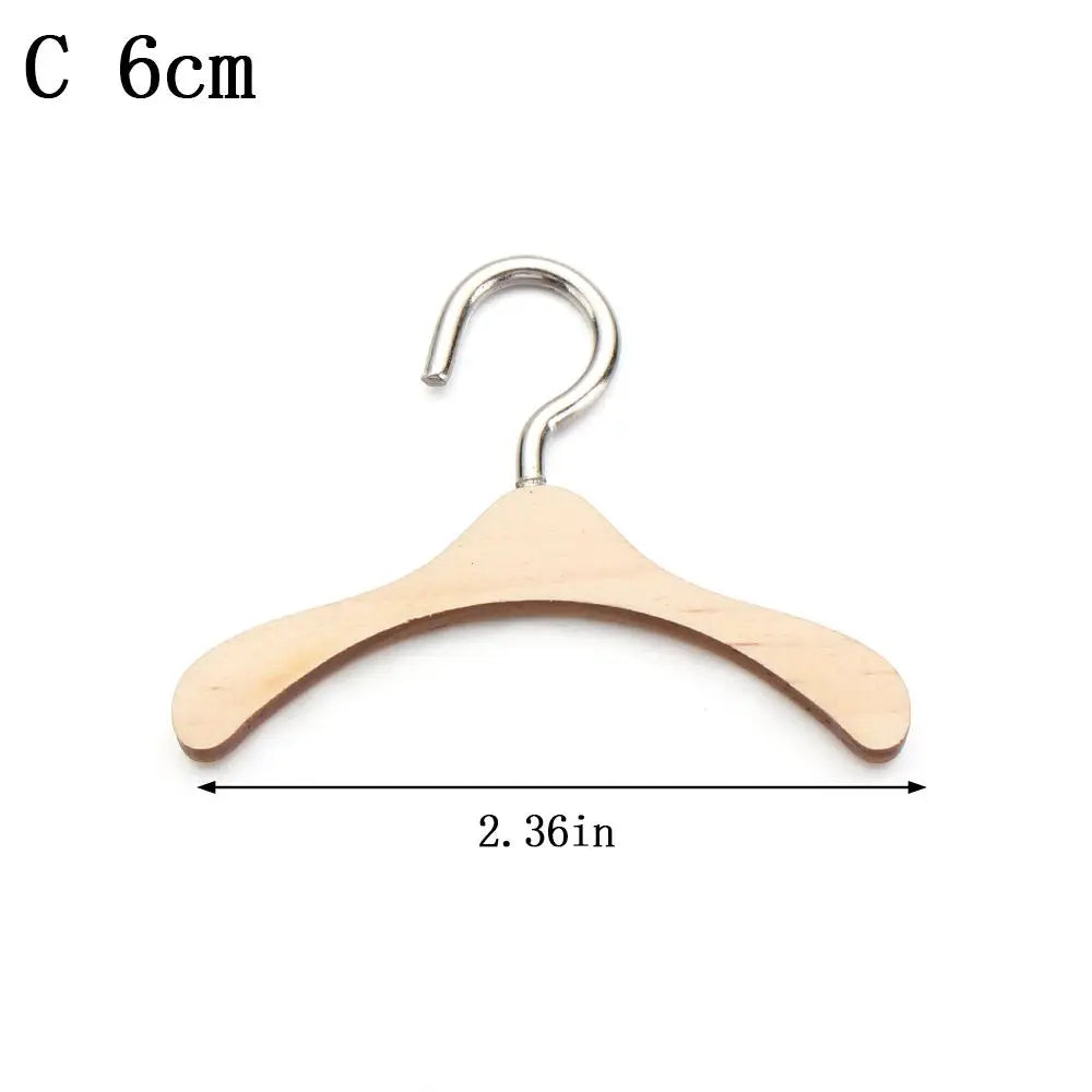 Doll Garment Rack with Wooden Clothes Hanger for 18 Inch Girl Doll Clothes Mini Hangers Wardrobe Furniture Accessories for Dollhouse Baby Shower Supplies (Wood)