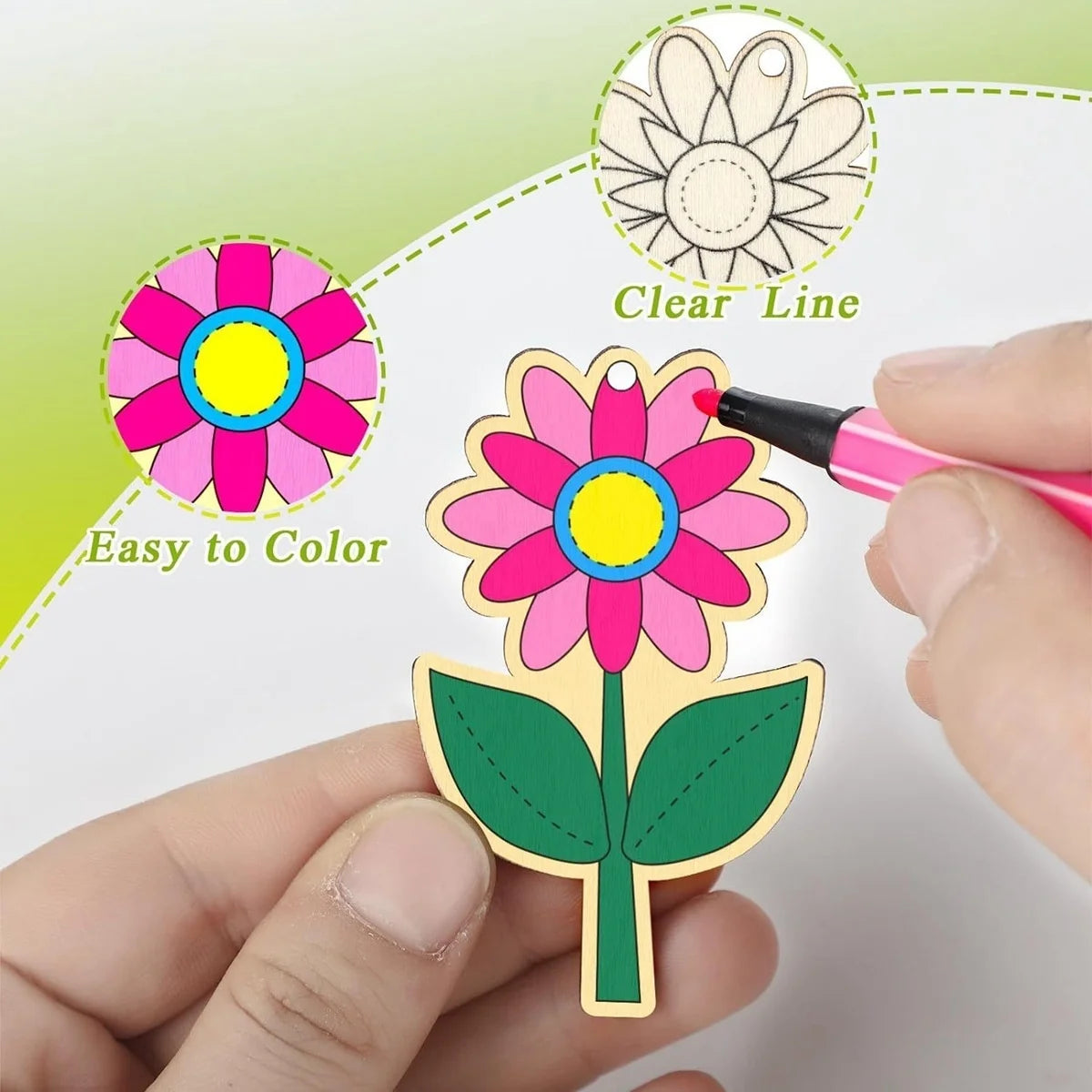 12pcs Unfinished Wood Spring Flowers Cut Outs, Kids' Handmade Cutouts Flowers Craft Blank Wooden Art Crafts Flowers Decoration Flower Handicraft for Kids Home School Party Ornaments