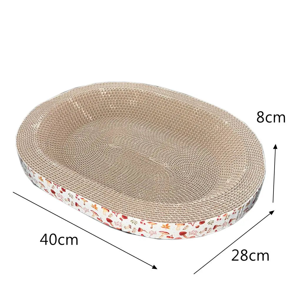Cat Scratcher Cardboard, Oval Cat Scratch Pad Bowl Nest for Indoor Cats, Round Cat Scratching Board Corrugated Lounge Cat Bed, Furniture Protector for Couch