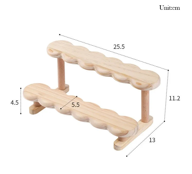 Wood Display Stand for Action Figures Tiered Showing Risers Collectibles Organizer Detachable Wooden Storage Rack for Figurines Toys Mini Dolls Cupcakes 3-Tier