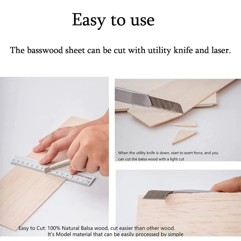 5/10 Pack Balsa Wood Sheets, Natural Unfinished Wood for House Aircraft Ship Boat DIY Wooden Plate Model, School Projects, Craft Project