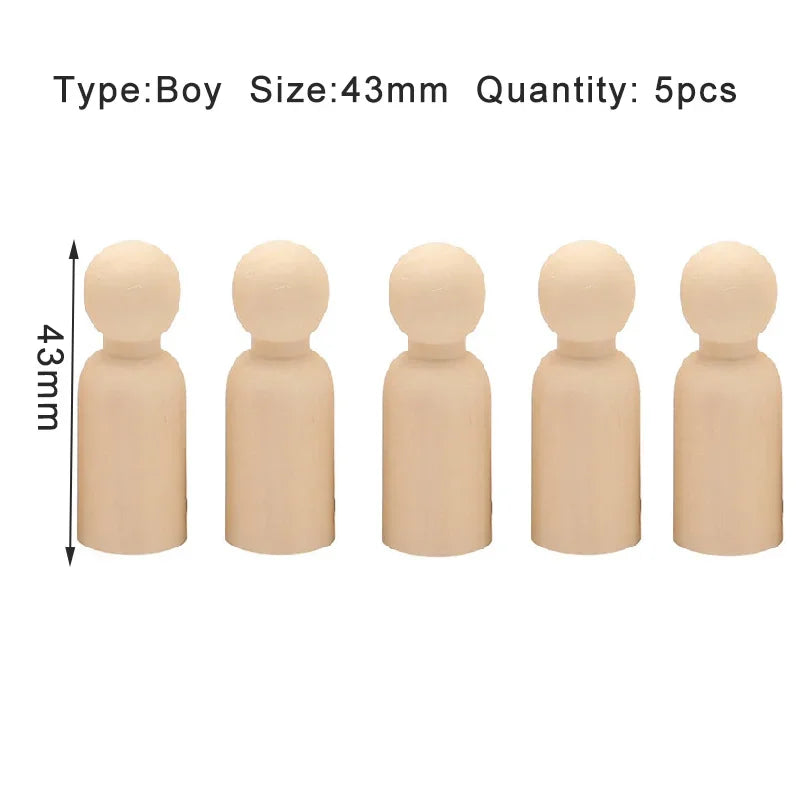 10pcs Wooden Peg Dolls, Unfinished Wooden Male People Shape Nature Plain Wood Body Dolls for Art Craft Projects DIY, Men Pattern
