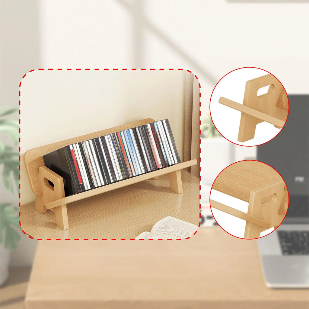 Couch-Style Desktop Bookshelf Organizer - Natural Wood Desk Top Bookshelf for Books, CDs, Magazines, Space-Saving for Home Office/Dorm