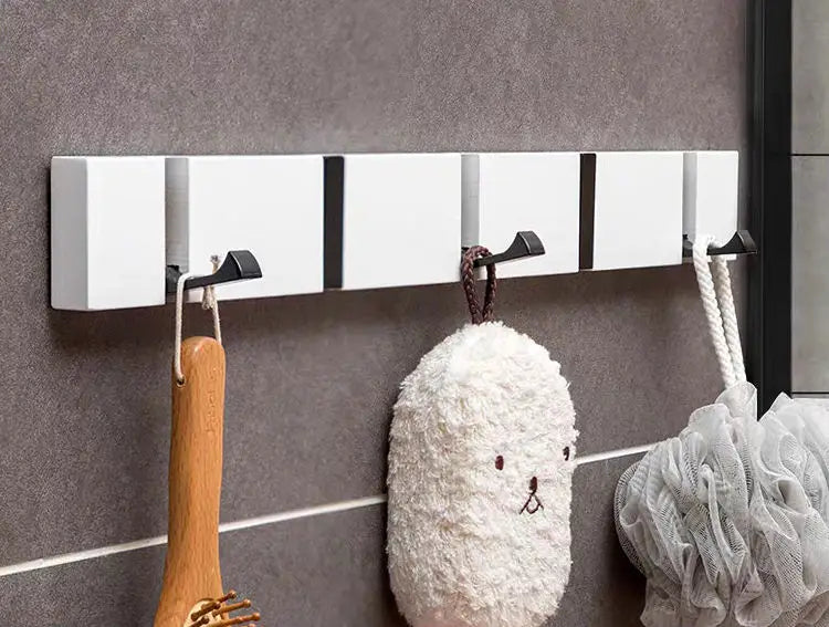 Wooden Wall Mounted Folding Rack, Modern Wall Floating Coat Hook Rack Space-Saving Coat Hanger for Coats, Hats, Scarves, Key