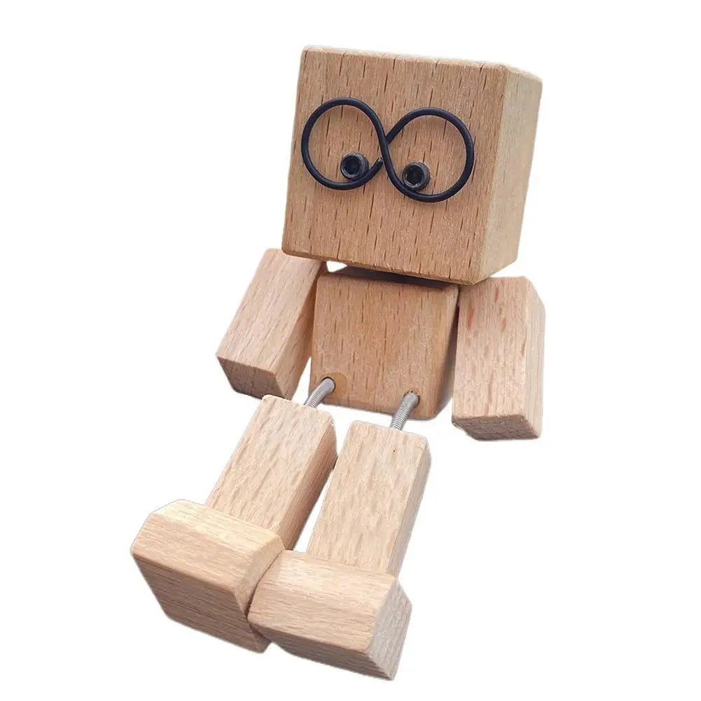 Shaking Wooden Man Figurine, Handmade Shaking Feet Wooden Doll, Car Ornaments,Funny Wood Desktop Decor, Creative Gifts Commutes with Multiple Magnetic Decorations, Car Dashboard Decorations