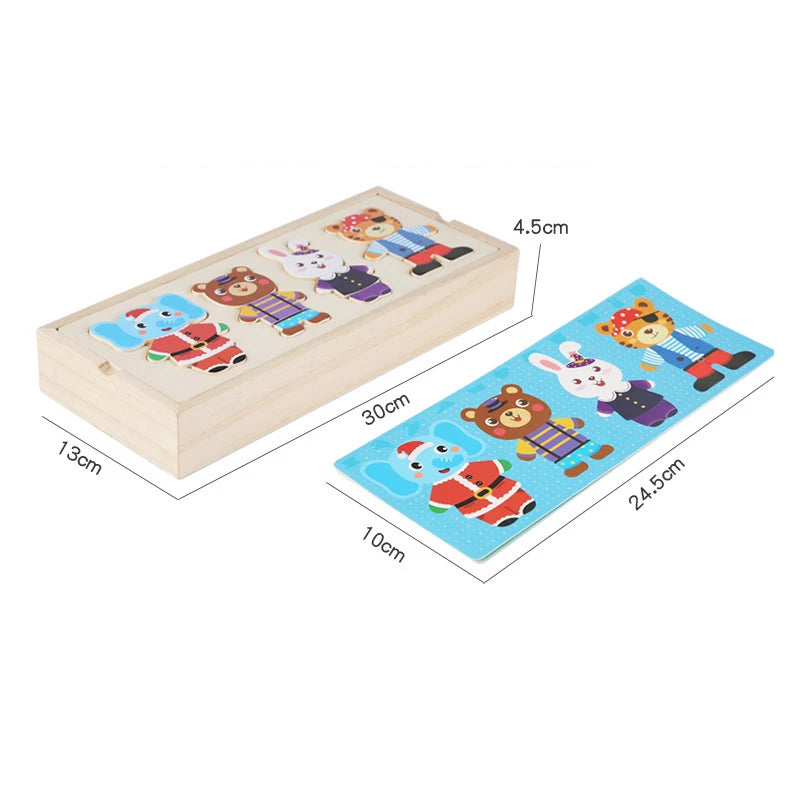 Melissa & Doug Mix 'n Match Wooden Bear Family Dress-Up Puzzle With Storage Case (45 pcs) - Wooden Teddy Bear Puzzle, Sorting And Matching Puzzles For Toddlers