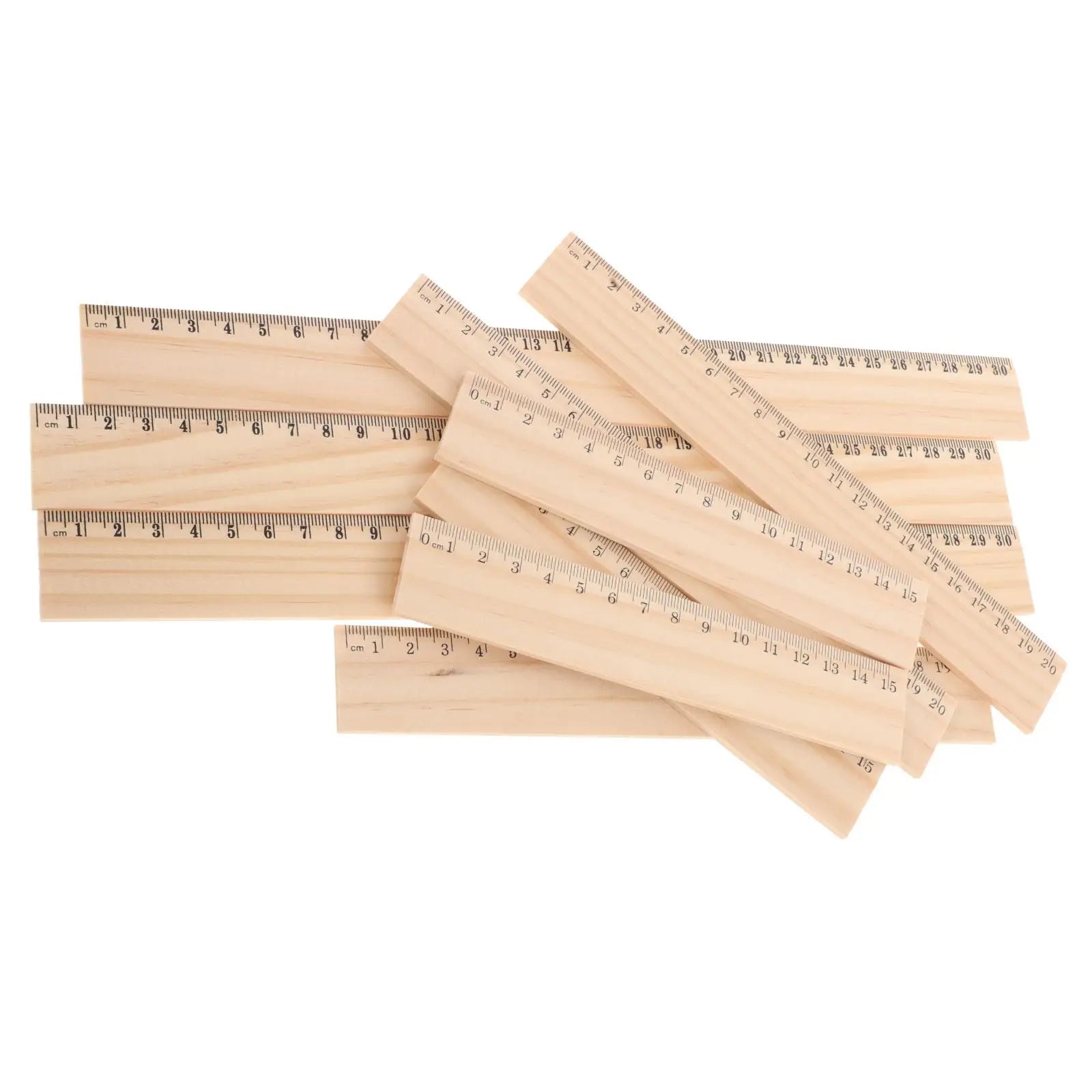 9Pcs Wooden Ruler Measuring Drafting Tools with Centimeters & Inches for School Classroom, Home and Office