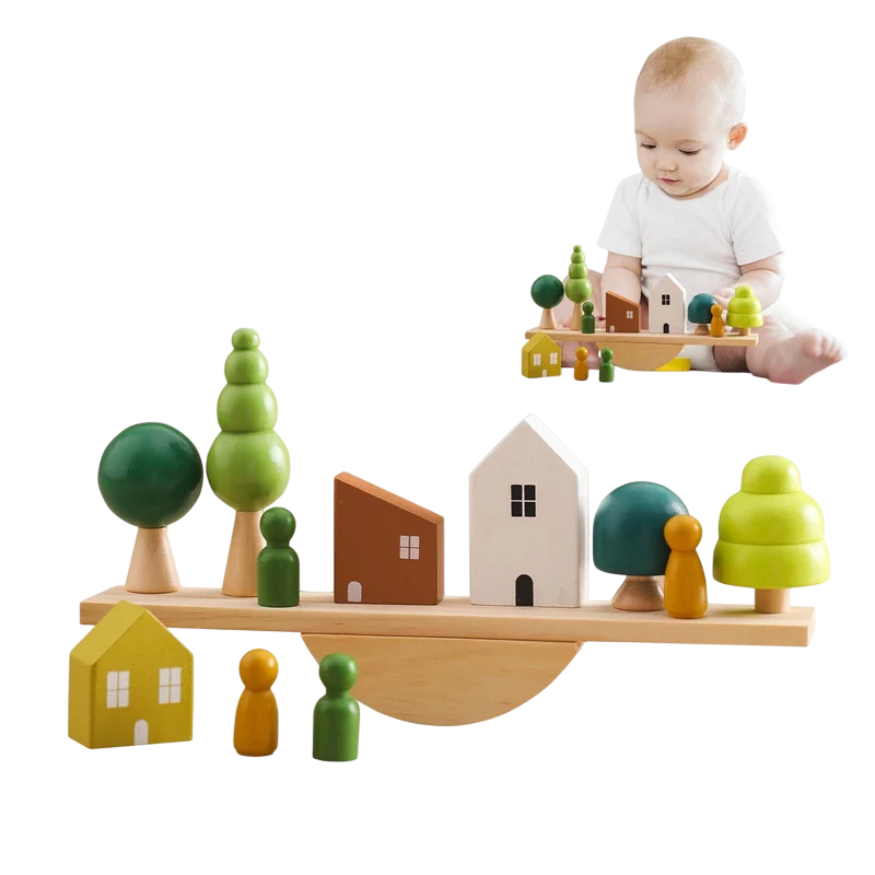 Wooden Tree Toys Balance Toys Wooden Peg Dolls Preschool Learning Educational Montessori Toys, Natural Woodland Trees Creative Accessories for Home Decor