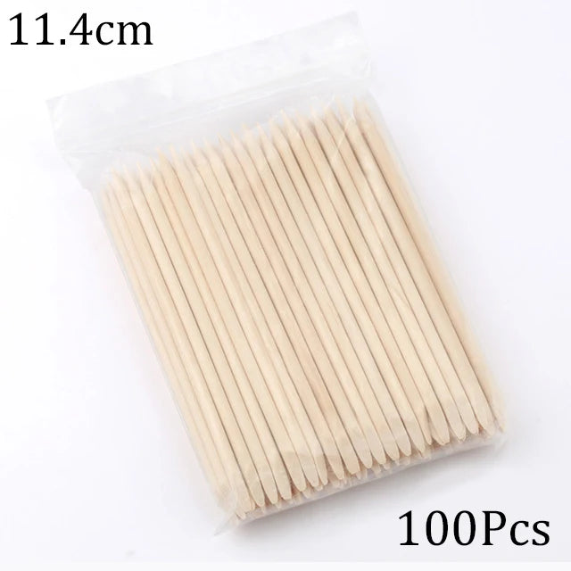 Orange Wood Nail Sticks Double Sided Multi Functional Cuticle Pusher Manicure Pedicure Tool for Manicure Pedicure