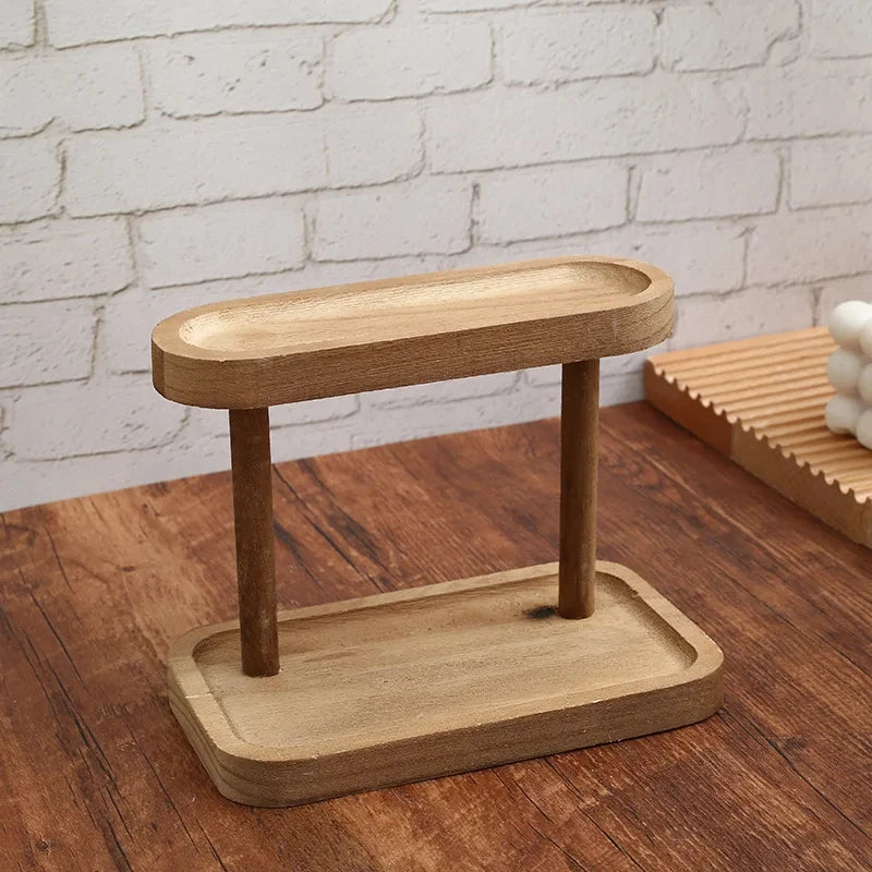 1 wooden storage rack 2 layers of desktop display rack desktop dressing table cosmetic storage rack desktop storage rack