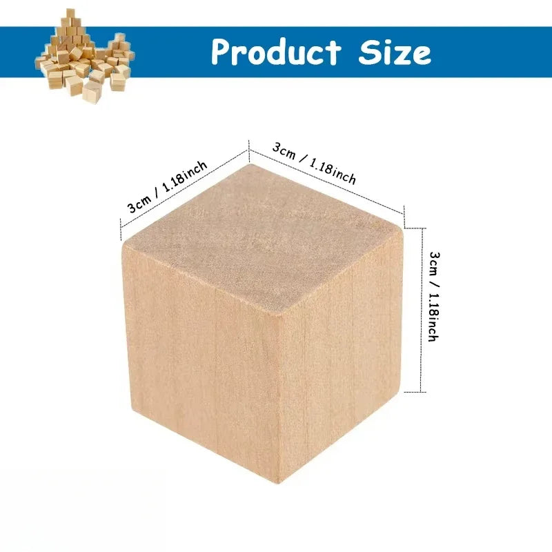 50/100pcs 20/25/30mm Solid Smooth Unfinished Wood Cubes, Blank Wooden Blocks for DIY Crafts, Creating Unique Puzzle Making Piece