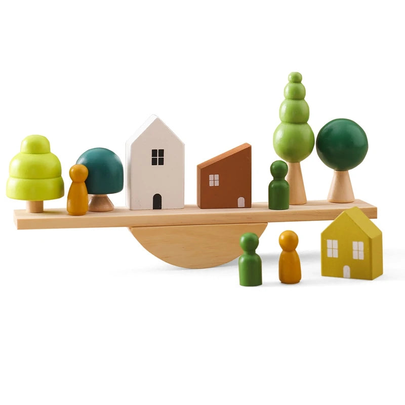 Wooden Tree Toys Balance Toys Wooden Peg Dolls Preschool Learning Educational Montessori Toys, Natural Woodland Trees Creative Accessories for Home Decor