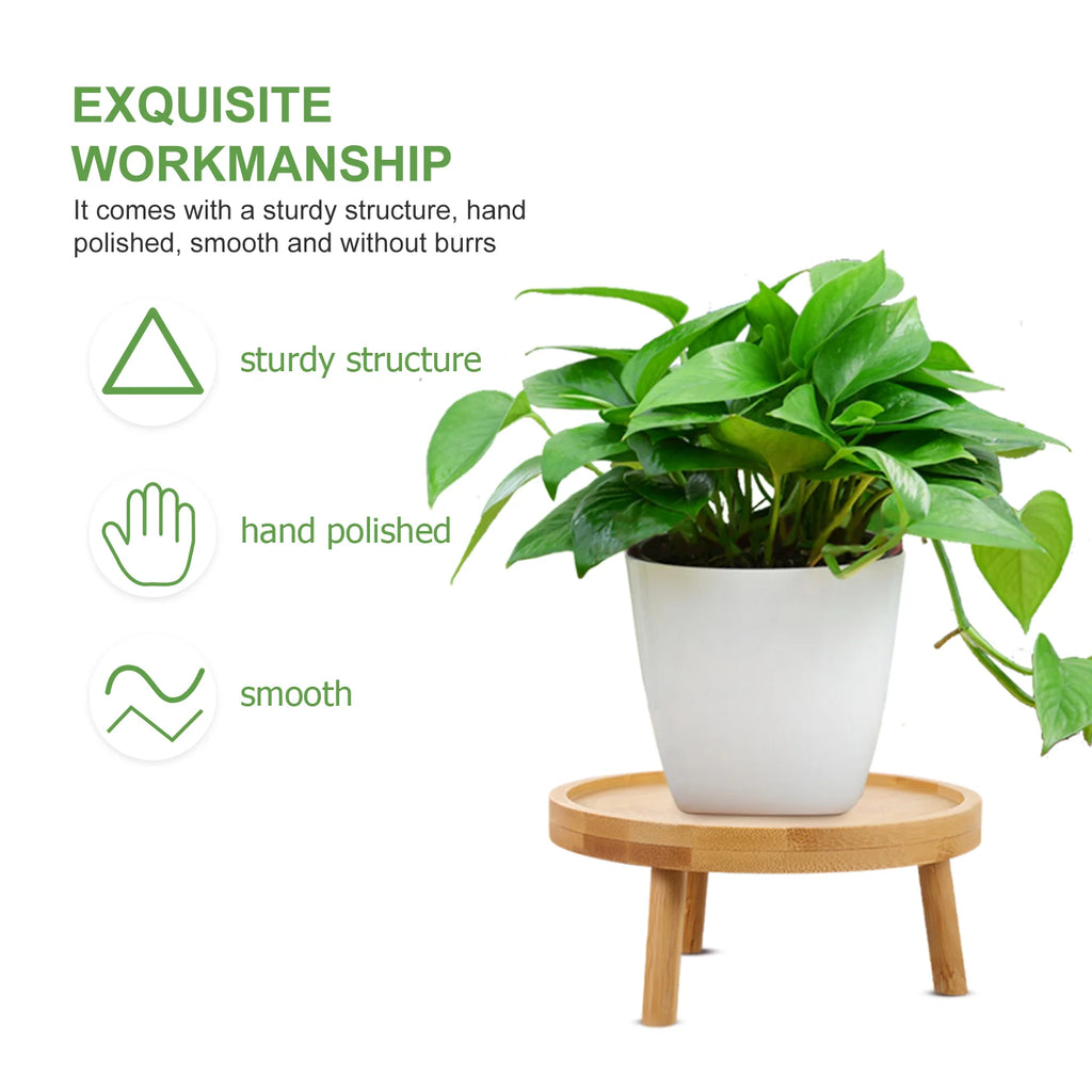 Mini Wooden Stool Flower Display Stand, Potted Plant Shelf Succulents Bonsai Rack, Vintage Wood Grain Garden Plant Pot Riser Stand for Indoor Outdoor Office Dining Room Decor