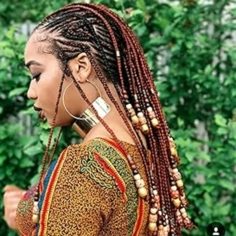 Wood Hair Beads for Braids and Dreadlocks, 12mm Painted Natural Wooden Beads for Loc Dreadlock Hair Accessories for Women