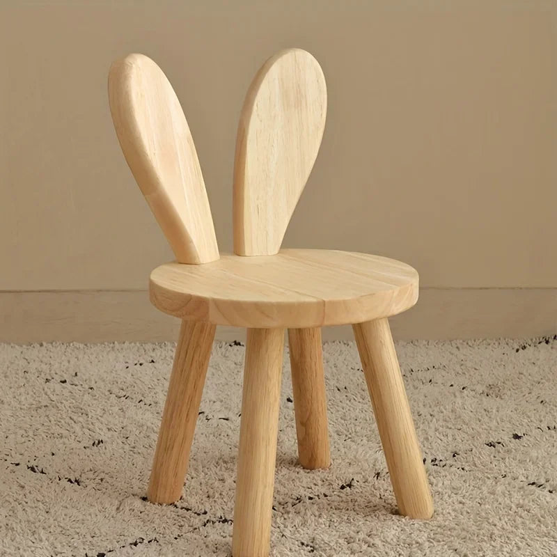 Wooden Step Stool Children Toddler Chair Kids Desk Chair with Non-Slip Foot Mat Wood Wax Oil Craft Sensory Table for Kids Playroom Classroom Boys Girls Age 2+