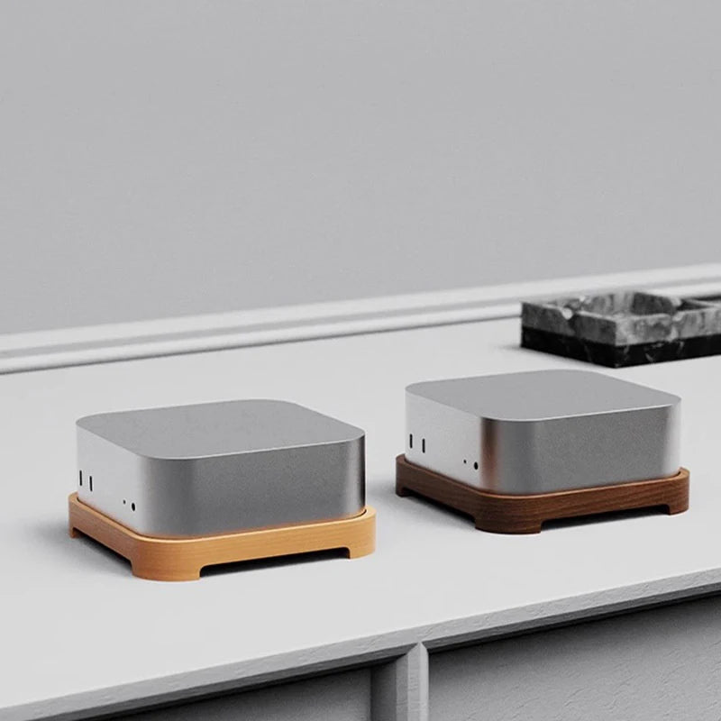 2024 Wooden Mac Mini M4/M4 Pro Stand-Ventilated Cooling Base with Lock Buckle and Anti-Slip Design for Apple Mac Mini,Sleek and Stylish Desktop Accessory