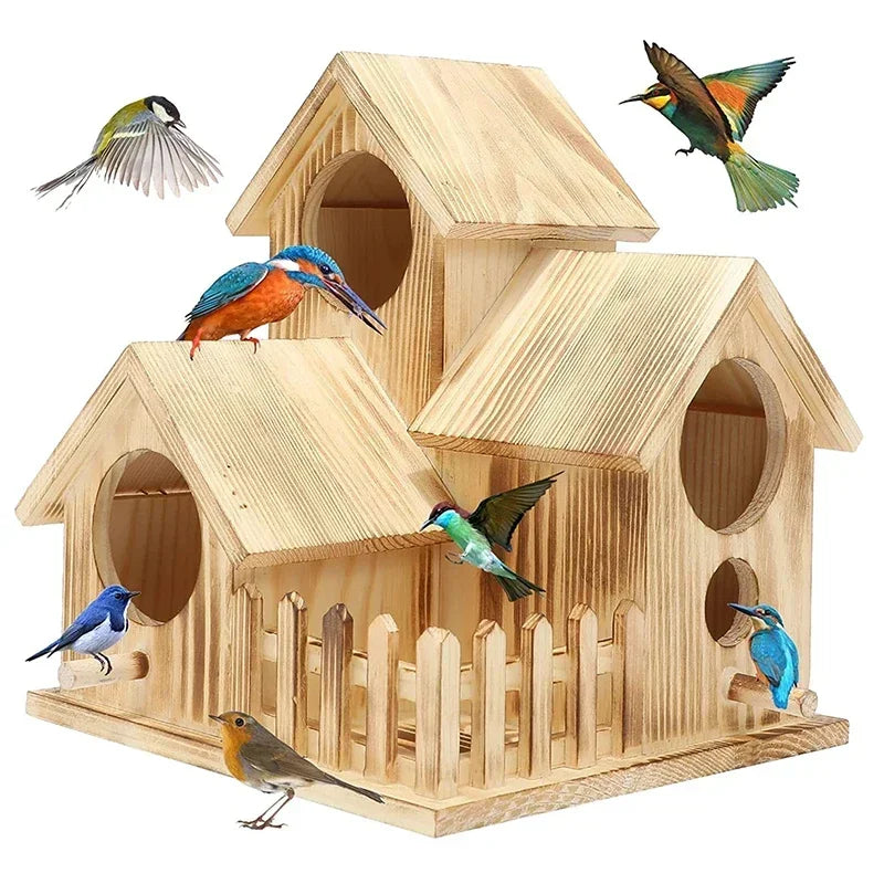 Bird House,Bird House for Outside,Wooden Bird Houses for Outside Hanging,Birdhouse Outdoor Nesting Box for Wild Bird Viewing