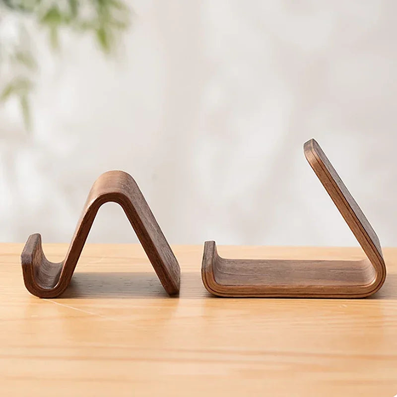 Cell Phone Stand for Desk - Portable Wood Phone Holder for Bed Compatible with iPhone 16 15 14 13 Pro Max 12 11 iPad Mini, Smartphone, Wooden Office Aesthetic Desk Accessories