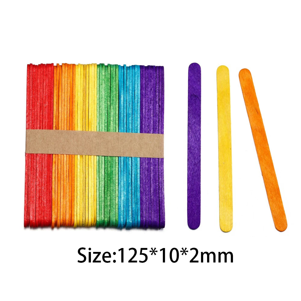Popsicle Stick Premium Quality 50/100/150pcs - Craft Supplies Sticks - Bulk Popsicle Mixed Sizes Assorted Multi Mini Large Wood Strips - Craft for Kids