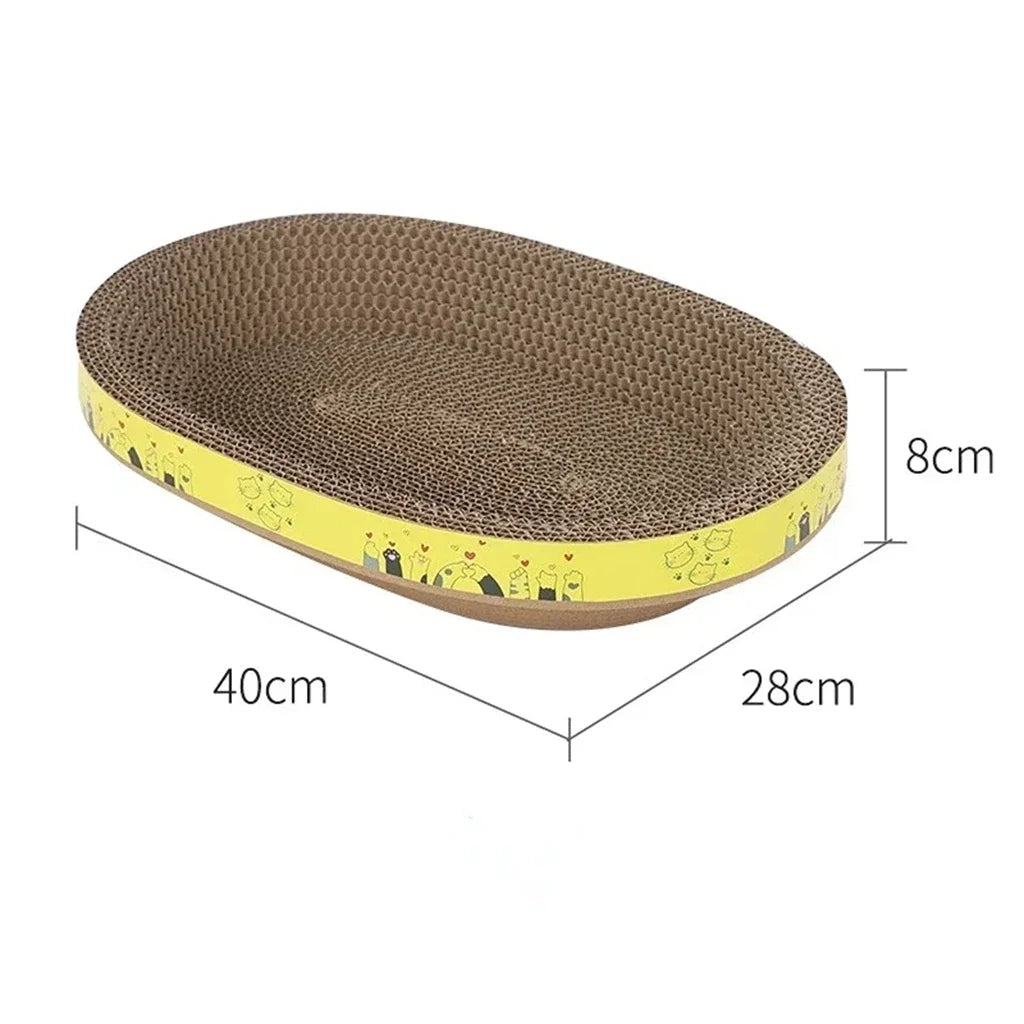 Cat Scratcher Cardboard, Oval Cat Scratch Pad Bowl Nest for Indoor Cats, Round Cat Scratching Board Corrugated Lounge Cat Bed, Furniture Protector for Couch