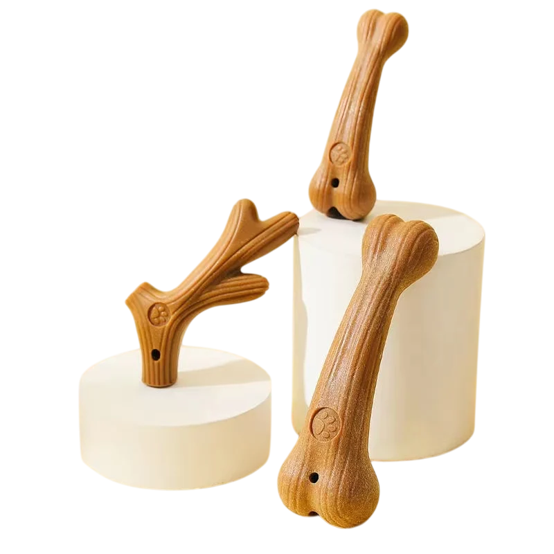 Bite Resistant Pet Dog Chew Toys Molar Teeth Clean Stick Interesting Pine Wood Cute Bone Shape Durable Pet Accessories