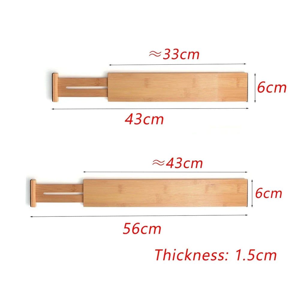 Kitchen Drawer Dividers, Adjustable Bamboo Drawer Organizer (17-22"), Expandable Utensil Organizer for Kitchen Storage, Closet, Dresser (4 Pack)