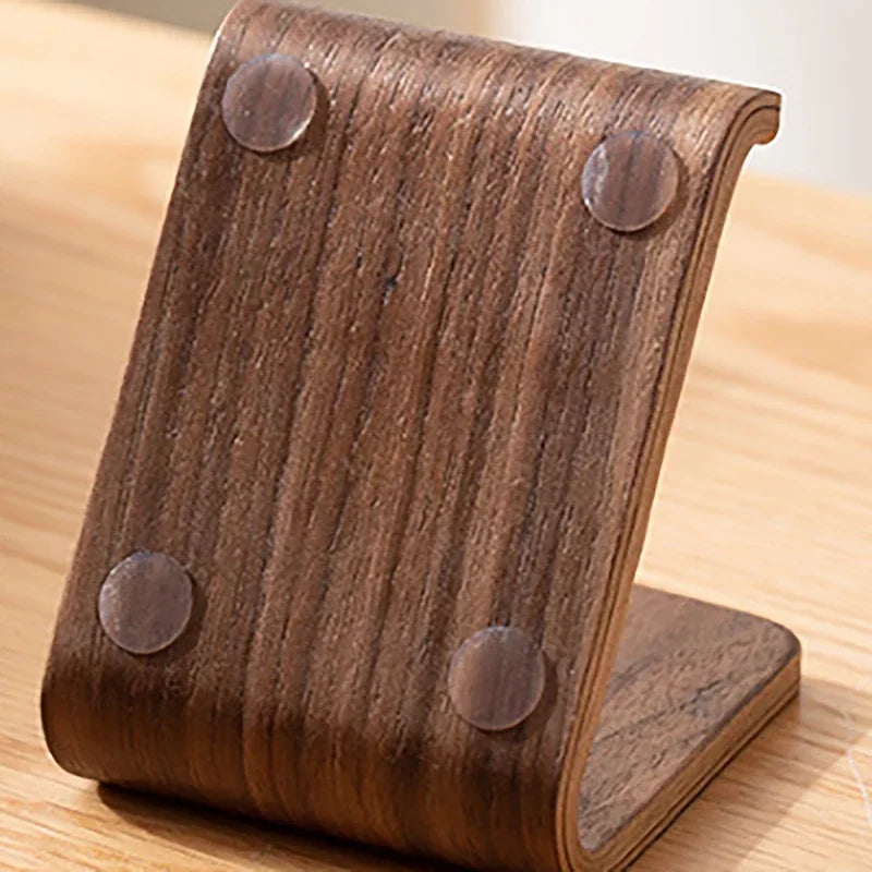 Cell Phone Stand for Desk - Portable Wood Phone Holder for Bed Compatible with iPhone 16 15 14 13 Pro Max 12 11 iPad Mini, Smartphone, Wooden Office Aesthetic Desk Accessories