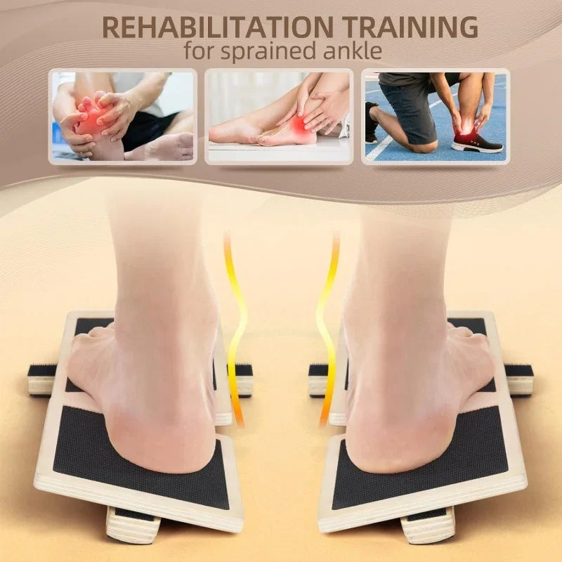 Ankle Strengthener Exerciser for Sprained, Single Foot Balance Board, Non-Slip Wood Wobble Board., BLACK