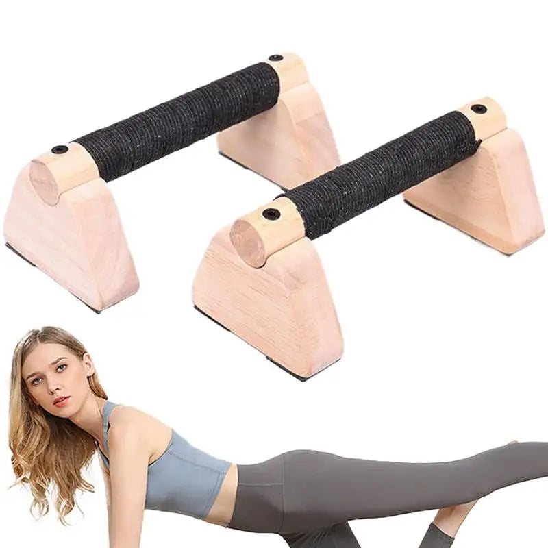 Wooden Parallettes Push Up Bars, 2 PCS Wood Calisthenics Bars with Non-Slip Base, Pushup Handles for Floor Home Fitness, Workout Equipment for Men and Women Strength Training