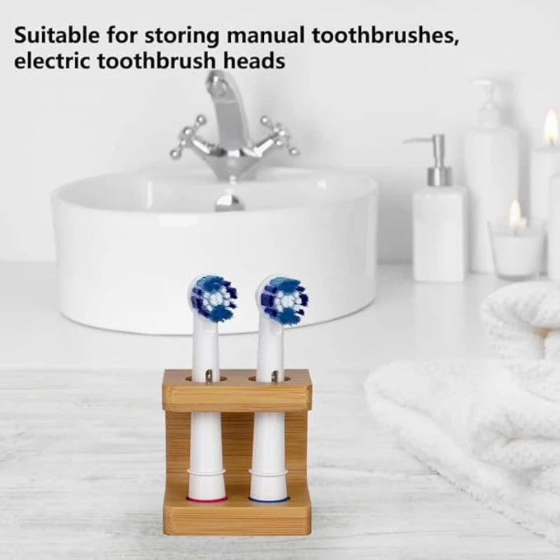 Toothbrush Head Holder, Freestanding Bamboo Storage Holder, Durable Bamboo Toothbrush Holders for Bathroom, Toothbrush Organiser Bathroom Accessories, Practical and Versatile