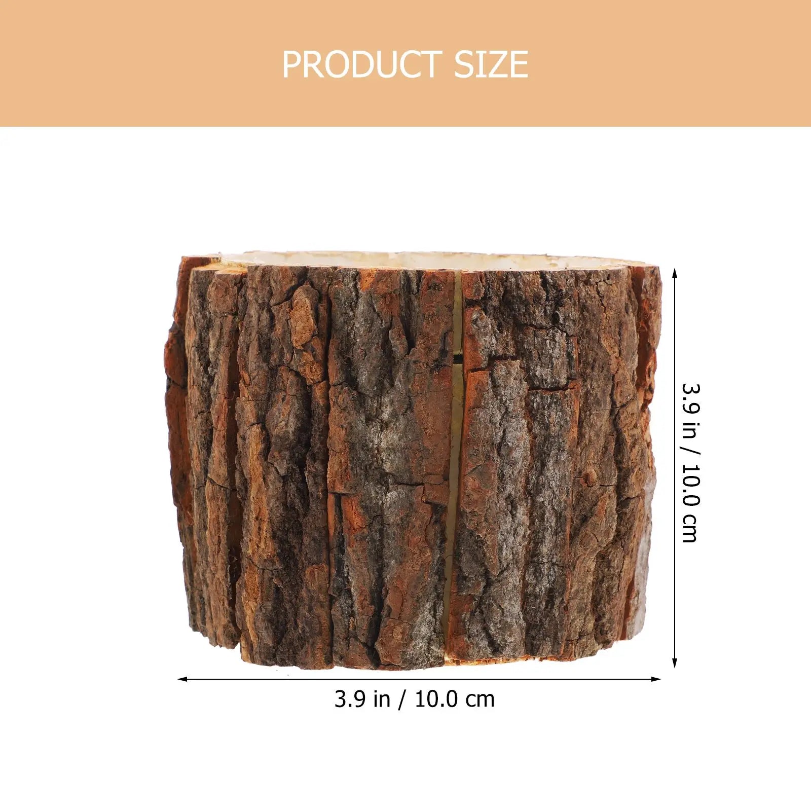 Natural Wood Flower Pot & Tree Stump Planter - Artificial Plants & Rustic Bark Decoration