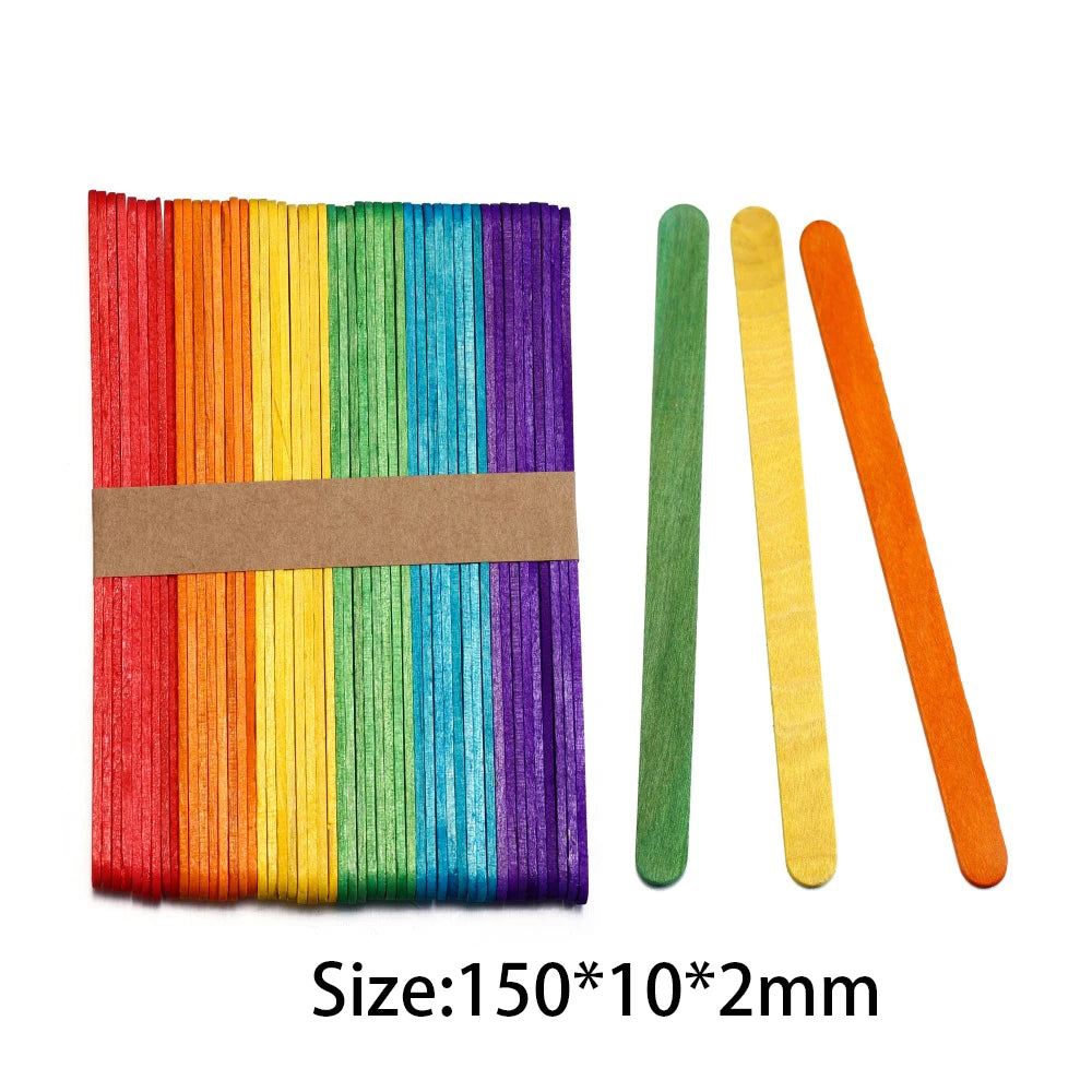 Popsicle Stick Premium Quality 50/100/150pcs - Craft Supplies Sticks - Bulk Popsicle Mixed Sizes Assorted Multi Mini Large Wood Strips - Craft for Kids
