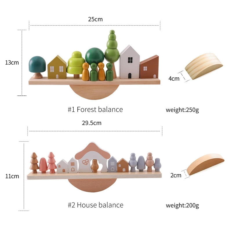 Wooden Tree Toys Balance Toys Wooden Peg Dolls Preschool Learning Educational Montessori Toys, Natural Woodland Trees Creative Accessories for Home Decor