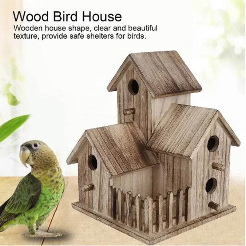 Bird House,Bird House for Outside,Wooden Bird Houses for Outside Hanging,Birdhouse Outdoor Nesting Box for Wild Bird Viewing