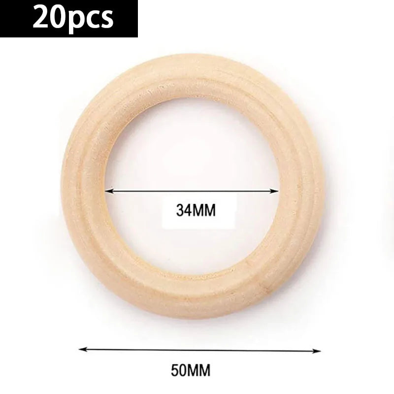 20pcs Wooden Rings for Crafts, Natural Wooden Rings for Macrame, Unfinished Wood Rings Circles, Macrame Rings Wooden Hoops for DIY Craft Pendant Connectors Jewelry Making  Macrame Craft Decorative Wooden Hoop
