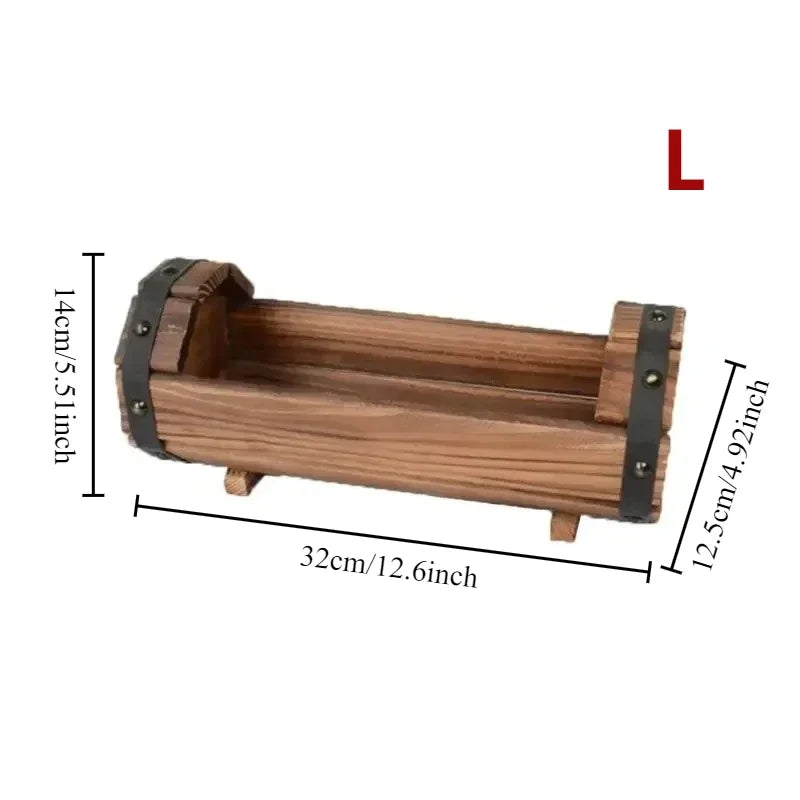 Rustic Half Barrel Planters 2 Pack Wood Planter Boxes, Outdoor Wood Flower Pots Wooden Planters for Garden, Patio, Balcony