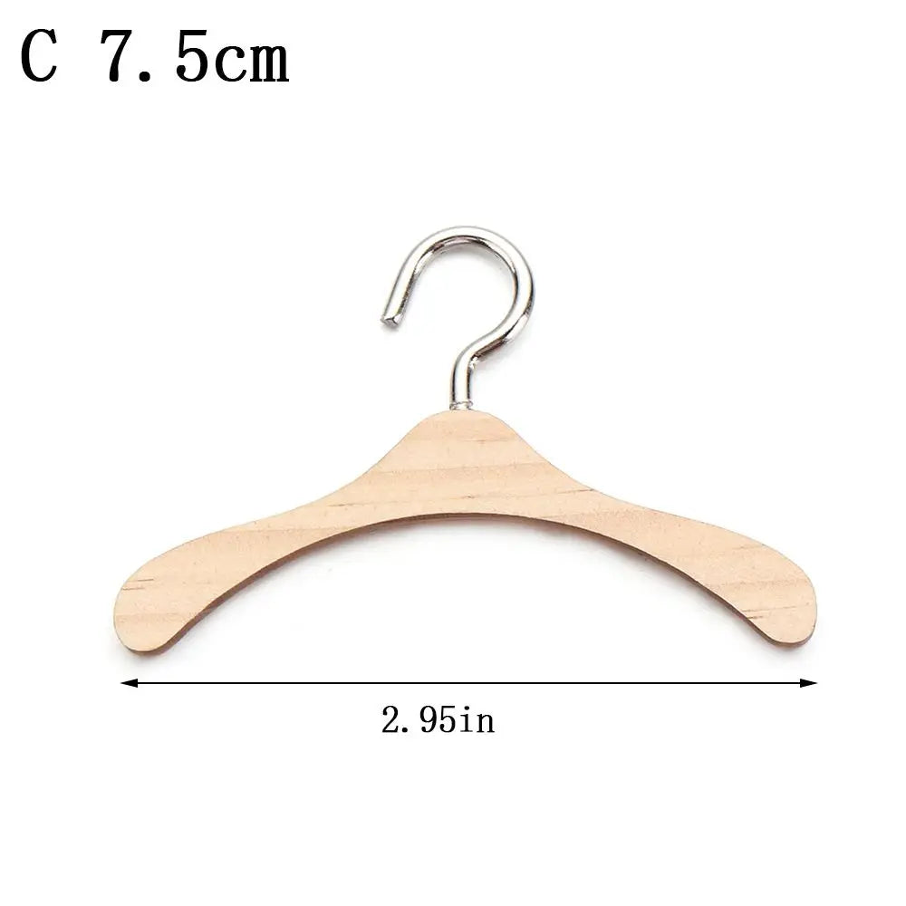Doll Garment Rack with Wooden Clothes Hanger for 18 Inch Girl Doll Clothes Mini Hangers Wardrobe Furniture Accessories for Dollhouse Baby Shower Supplies (Wood)